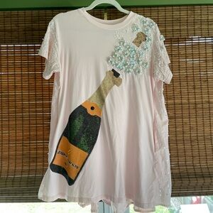 Queen of Sparkles Champagne TShirt Dress Size XS